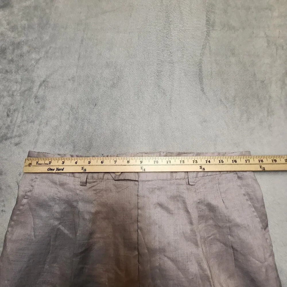 Jordan Craig Pants Mens 36x34 Beige Linen Dress Pleated Lightweight Breathable